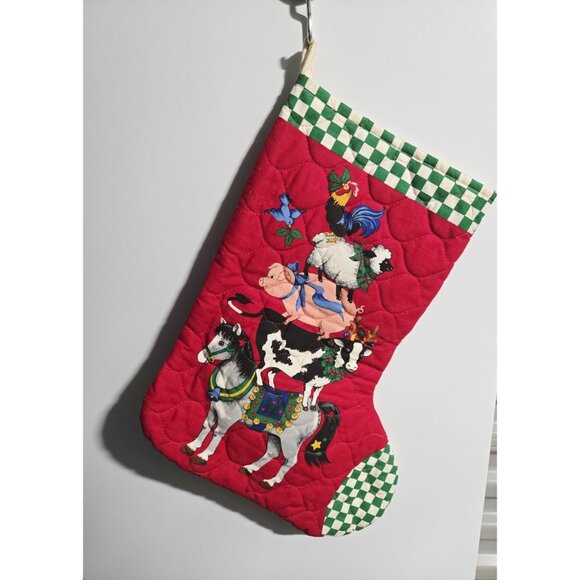 Handsewn & Quilted Farm Animals Large Christmas Stocking Cottage Core - Picture 3 of 4